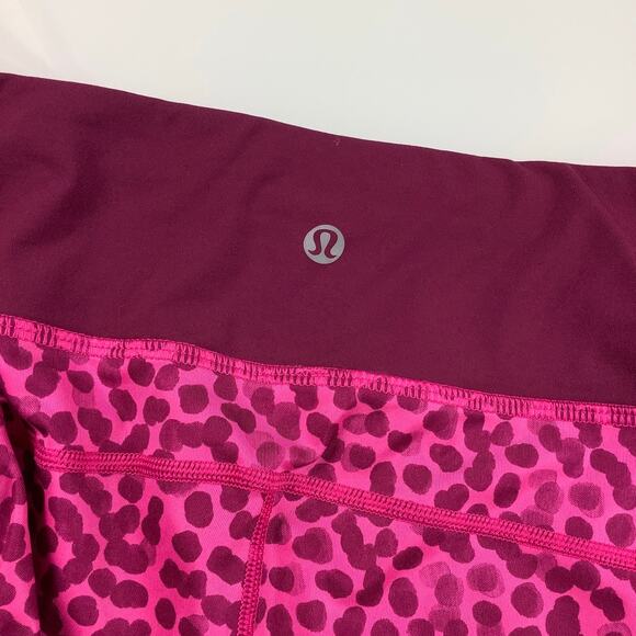 Lululemon Run Top Speed Crop Ace Spot Jewelled Magenta Leggings SZ 8 EUC - Picture 3 of 10